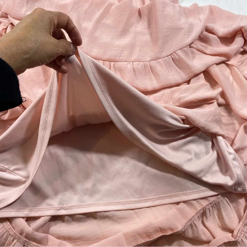 Venus Maxi Pleated Dress Women’s 6 Ruffled pink short sleeve cover up top dress - Picture 6 of 9